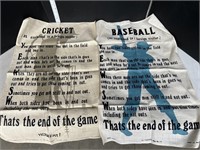 2 posters - cricket & baseball