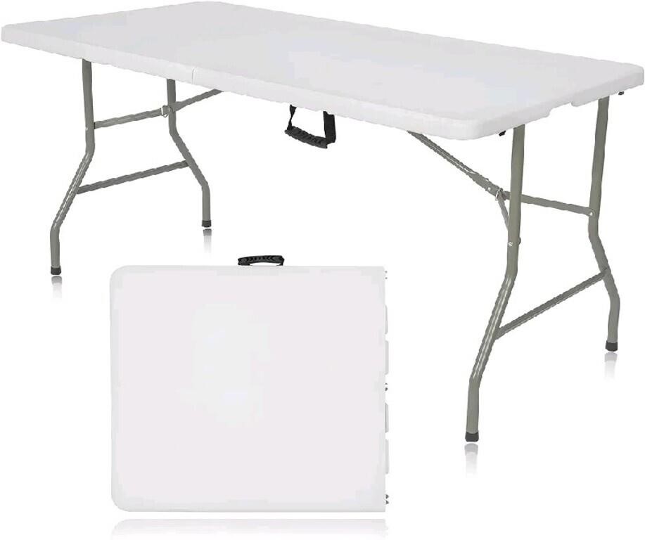 BQKOZFIN 5ft Plastic Folding Table White