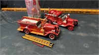 2) fire trucks