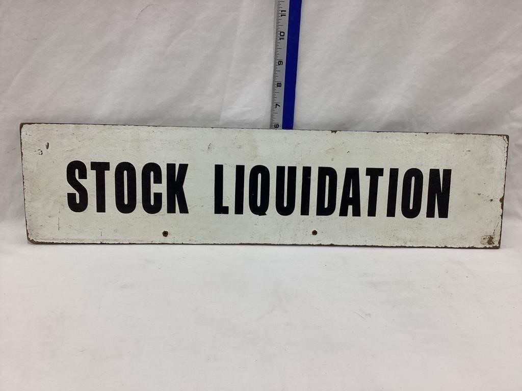 Stock Liquidation Masonite Two-Sided Sign, 24”L,