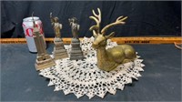 Brass deer and metal statues