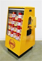 SHELL OIL DISPLAY SERVICE CABINET WITH CANS