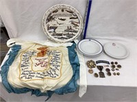 Military Dishes, Legion Buttons, Pins, etc.