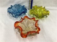 (3) Art Glass Bowls, 7” Diameter