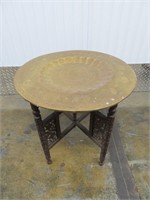 A Teak and Etched Copper Tray/Table