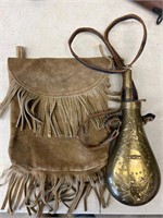 Powder, flask, and leather pouch