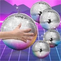 FM7749  Silver Hanging Disco Balls Set, (8", 6", 4