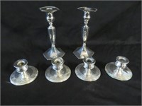 A Collection of Silver Plate Candlesticks