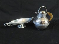 A Silver Plate Individual Teapot and Tazza