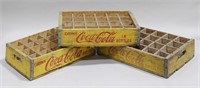 COCA-COLA YELLOW WOODEN CARRIER TRAYS (3)