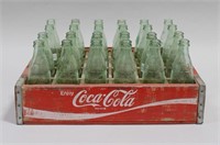 COCA-COLA RED WOODEN CARRIER TRAY WITH BOTTLES