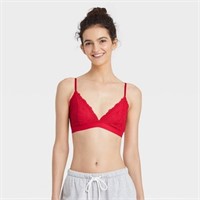 Women's Lace Triangle Bralette - Red Xl