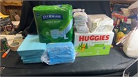 Medical supplies, chicks, wipes, large disposable