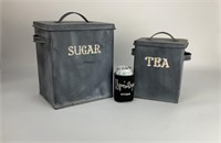 Large Metal Sugar and Tea Canisters