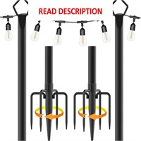 $40  10Ft Metal Poles  String Light Stand  2Pk