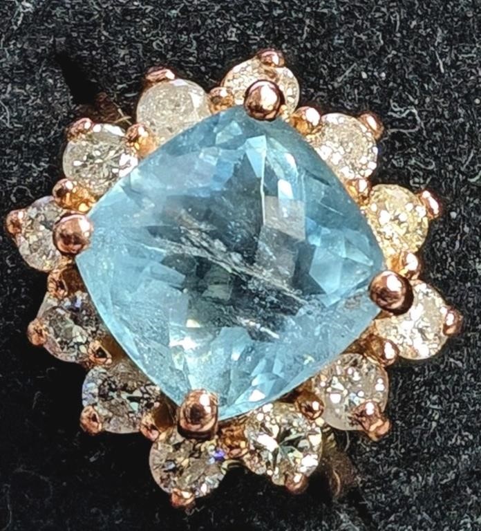 $9500 10K  Tourmaline(4ct) Diamond(1.2ct) Ring