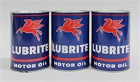 MOBIL LUBRITE MOTOR OIL CANS (3)