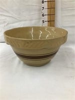 8” Brown Banded Yellow Ware Bowl