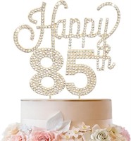 LINGTEER Happy 85th Birthday Gold Rhinestone Cake