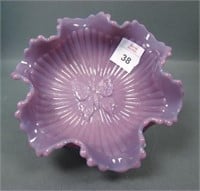Fenton Purple/ Lavender Butterfly Ftd Ruffled Bowl