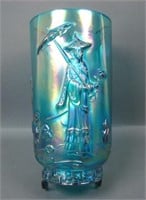 Fenton Teal Carnival Glass Emporer Vase