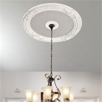 White and Silver Round Chandelier Ceiling Medallio