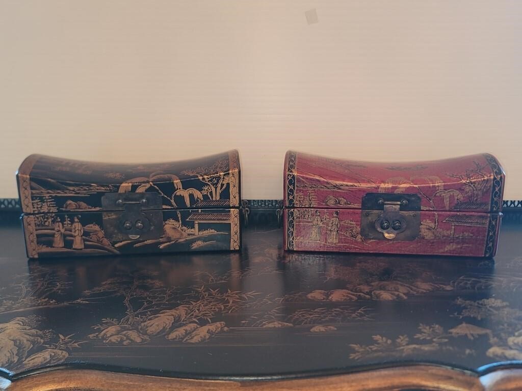 2 Chinese Pillow Boxes