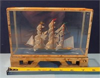 7in model ship in a box display
