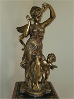 Modern Bronze Woman & Child Angels Sculpture