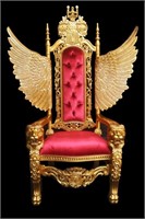 Gold Lion King Chair with Wings