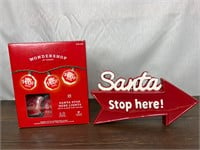 Santa Stop Here String Lights & Santa Sign