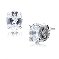 Oval 3.00ct White Sapphire Classic Earrings