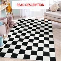 $67  Lahome Checkered 5x7 Black/White Rug 5' x 7'