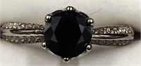 1.0 Carat Black Diamond Ring 4 Prong Sterling 925