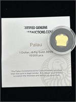 .9999 Fine Gold Dollar Coin - 0.5g Palau