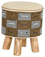 Seagrass Rattan Stool with Interlocked Squares and