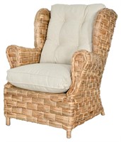 Rattan Wing Chair - Woven Natural Water Hyacinth