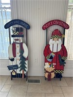 Pair hand painted Christmas sleds