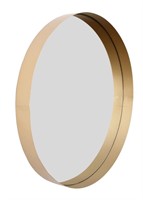32" Round Gold Iron Framed Mirror