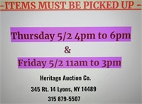 ---Please Note PICK-UP Days & Times---