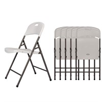 6-Piece Set of Folding Plastic Chairs, Steel
