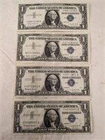 4 - 1957 One Dollar Silver Certificates