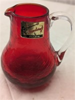 Pilgrim Crackle Glass Pitcher 3 1/2" tall