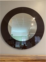 Round Brown Frameless Mirror