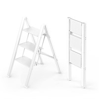 3 Step Ladder, Folding Stepladder with Anti-Slip
