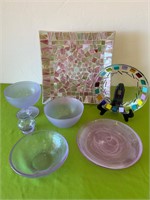 Tile & Glass Plate, Light Purple Bowls ++