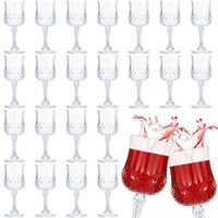 24 Pcs Patterned Plastic Wine Glasses Colorful
