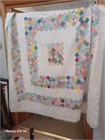 Vintage Hand Quilted Quilt 74" x 72"