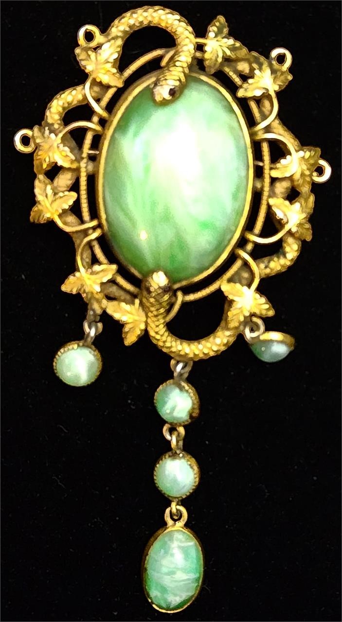 VTG Victorian Turquoise & Gold Broach