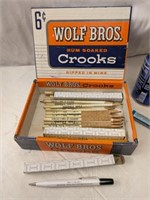 Cigar Box w/ Vintage Advertising Pencils